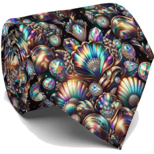 Cravate Tie pour amoureux de la plage   Motif coquillage d
