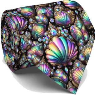 Cravate Tie pour amoureux de la plage   Motif coquillage d