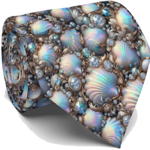 Cravate Tie pour amoureux de la plage   Motif coquillage d