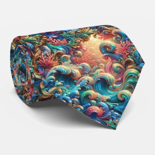 Cravate Tie pour amoureux de la plage   Motif de corail d'