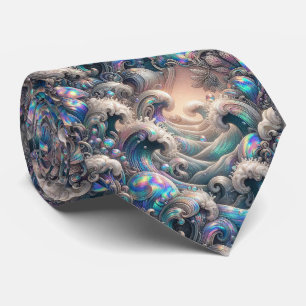 Cravate Tie pour amoureux de la plage   Motif de corail oc
