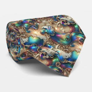Cravate Tie pour amoureux de la plage   Motif de vagues oc