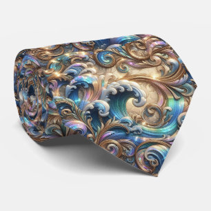 Cravate Tie pour amoureux de la plage   Motif de vagues oc