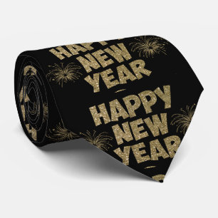 Cravate Tie pour homme Black and Gold Happy New Year