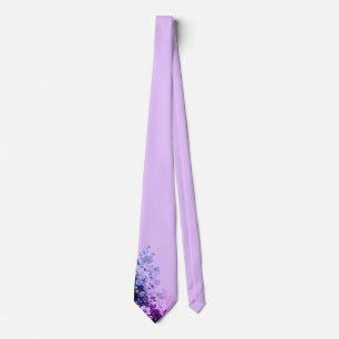 Cravate Tie pour hommes à motif floral aquarelle lavande
