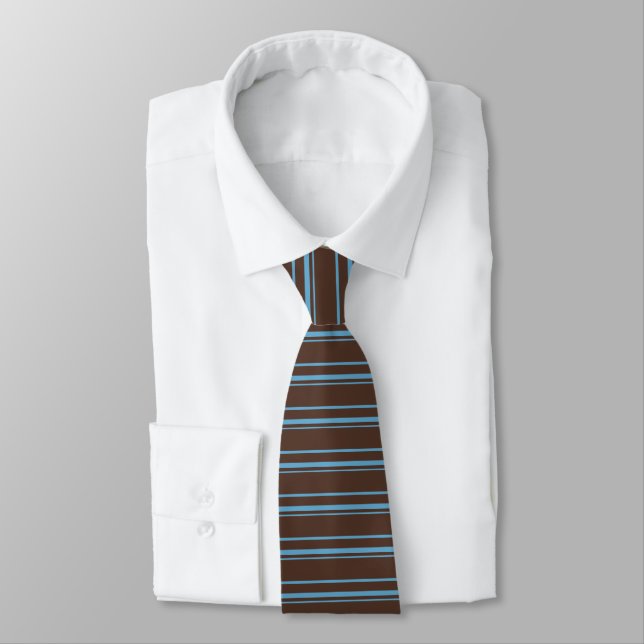 Cravate Tie rayée bleue marron (Attaché)