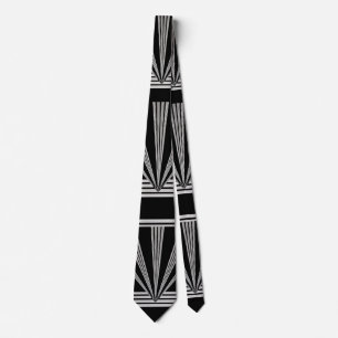 Cravate Tie Silver Black Art Deco 2