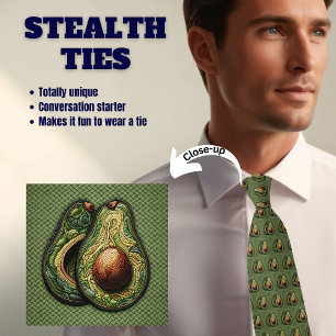 Cravate Tie Vert Stealth Col Avocado Faux Brodé