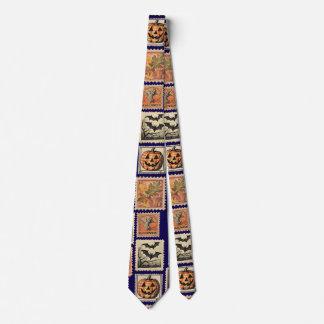 Cravate Tied à motif de timbre vintage Halloween