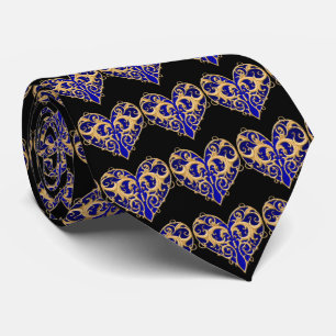 Cravate Tied cœur en filigrane bleu