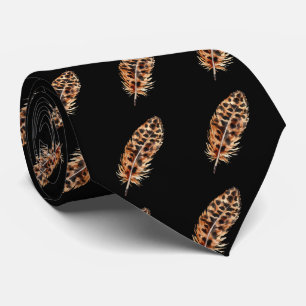 Cravate Tied de cou à motif imprimé léopard et plume