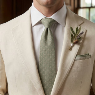 Cravate Tied de mariage vert sauge Luxueux jacquard pour
