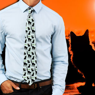 Cravate Tied Motif Yeux de Chats Noirs Halloween