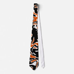 Cravate Tied Zizzago noir taches orange