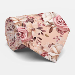 Cravate Tiedoux de cou floral à fleurs en or rose