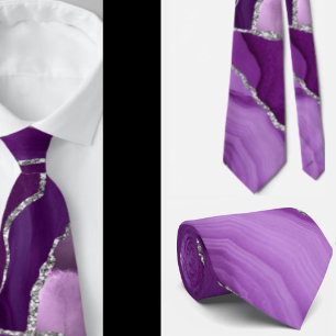 Cravate Ties de cou formels à paillettes d'agate argentée