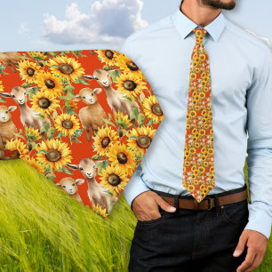 Cravate Ties Tournesols Avec Animaux De Ferme