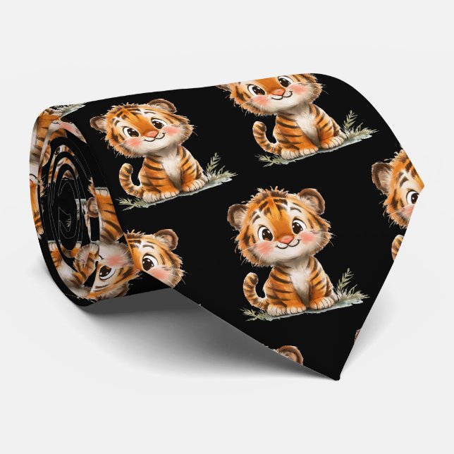 Cravate Tiger Cute Kawaii Neck Tie (Roulé)