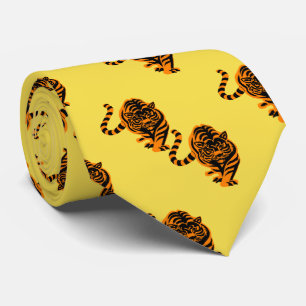 Cravate Tiger Design Orange/Black Team Mascot Necktie