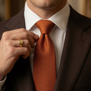 Cravate Tissu de tweed à œil d'oiseau orange rouille d'anc