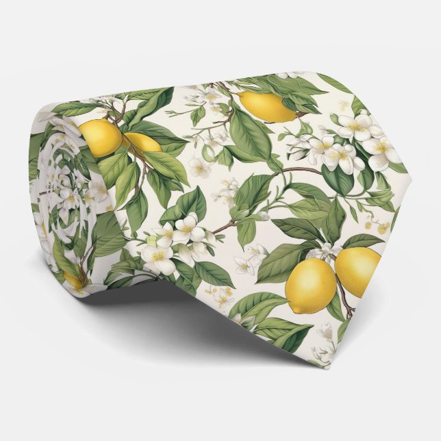 Cravate Tissu Motif Citron pour Homme  (Roulé)