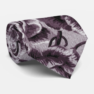 Cravate Tissu Toile Florale Rouge de Bordeaux