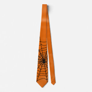 Cravate Toile d'araignée de Halloween sur l'orange