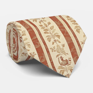 Cravate Toile de Jouy vintage à motif floral rayé avec pou