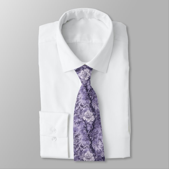 Cravate Toile violette de Fleur (Attaché)