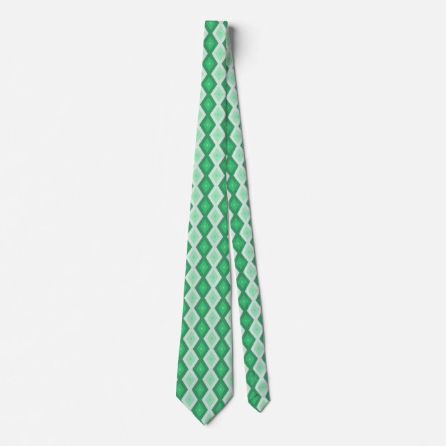 Cravate Tons de motif diamant vert (Devant)