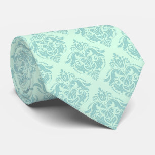 Cravate Tons vert Mint Damask Motif géométrique