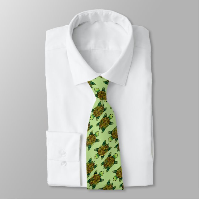 Cravate Tortue d'encre vert transparente (Attaché)