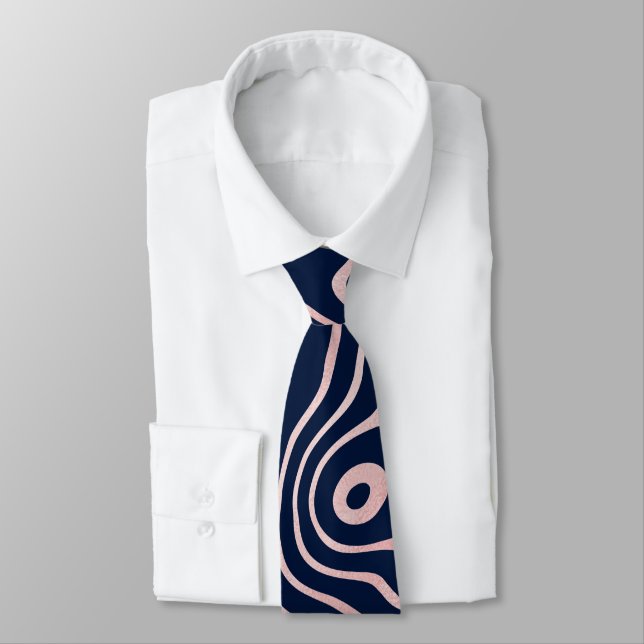 Cravate Tourbillon de liquide rose Gold Abstrait Blue Desi (Attaché)