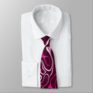 Cravate Tourbillons abstraits damas rose chaud motif frais