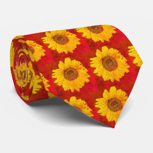 Cravate tournesol en rouge grunge
