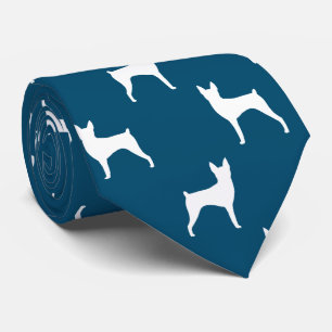 Cravate Toy Fox Terrier Silhouettes Motif bleu et blanc