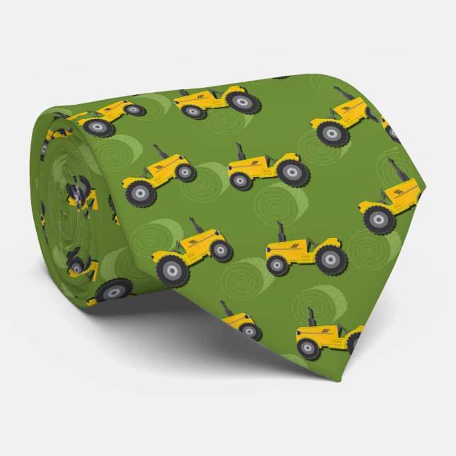 Cravate Tracteur agricole jaune pour hommes (Roulé)