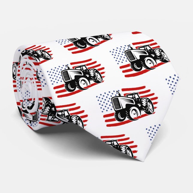 Cravate Tracteur de la ferme Drapeau américain pour hommes (Roulé)