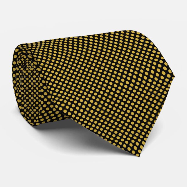 Cravate traditionnelle Black and Gold Polka Dot Ho (Roulé)