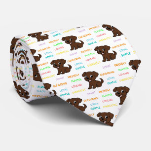 Cravate Traits de Labrador Retriever Chocolat de Dessin An