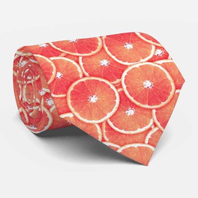 Cravate Tranches de pamplemousse rose (Roulé)