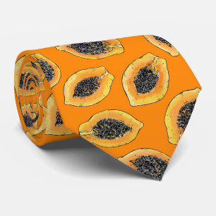 Cravate Tranches de Papaya sur orange