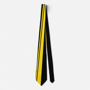 Cravate Trendy noir et jaune rayé vertical