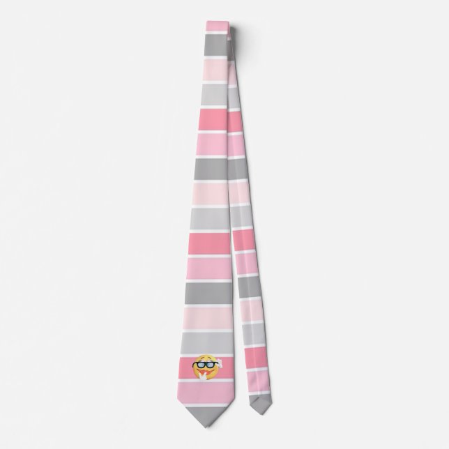 Cravate Trendy Stripes, Face Emoji (Devant)