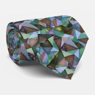 Cravate Triangle géométrique vert Vintage