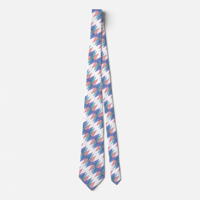 Cravate Triangles bleu et corail (Devant)