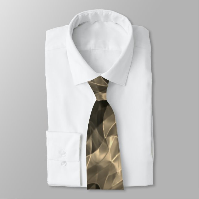 Cravate Triangles courbes bruns ou ondulations. (Attaché)