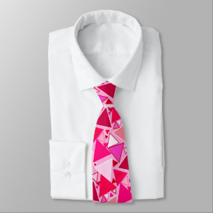 Cravate Triangles, rose et Bourgogne modernes de la moiti
