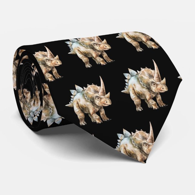 Cravate Triceratops Dinosaur Neck Tie (Roulé)