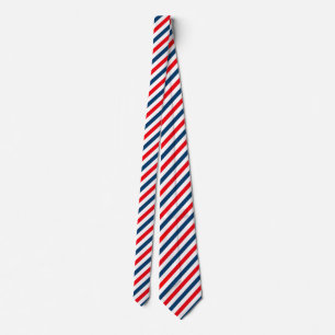 Cravate Tricolor Diagonal Lines (blue, white, red)